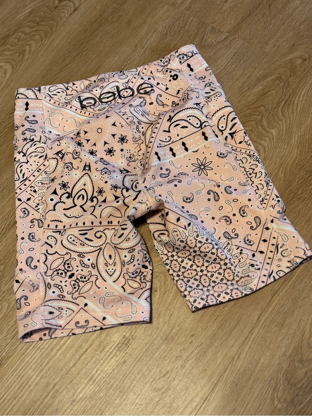 BEBE Peach Bandana Print Biker Shorts